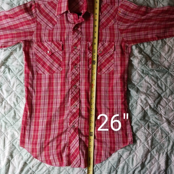 Champion Westerns Permenant Press Red Plaid Western Pearl Snap Womens Size 14 - Picture 12 of 12